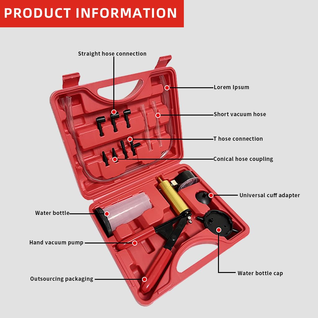 STHIRA Auto Brake Bleeding Kit, Hand-Held Vacuum Pump Pressure Tester Gauge Set, Brake Clutch Oil Bleed Kit, Manual Brake Fluid Bleeder Kit Tool for Car Motorbike Motorcycle Car Repair Kit