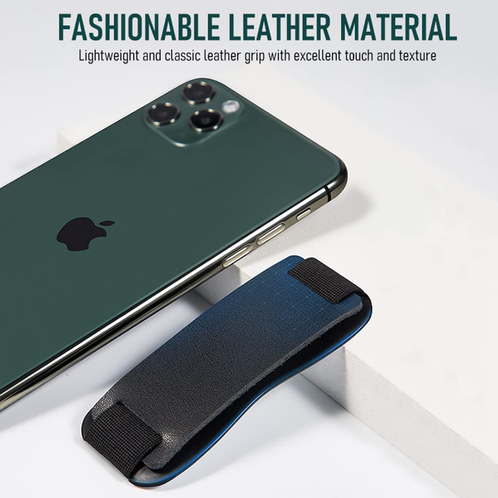 ZORBES Phone Holder for Hand, Mobile Back Holder Grip Phone Grip Holder Leather Phone Grip Phone Stand Self-Adhesive Phone Back Holder for iPhone 11/12/13/14 Pro Max Elastic Leather Phone Grip