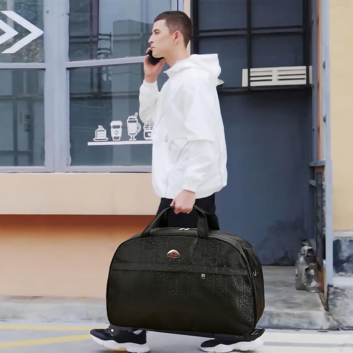 PALAY Large Travel Luggage Portable Wheeled Luggage with Handles Sturdy Polyester Travel Suitcase Carry-on Wheeled Duffel Bag Travel Roller Bag