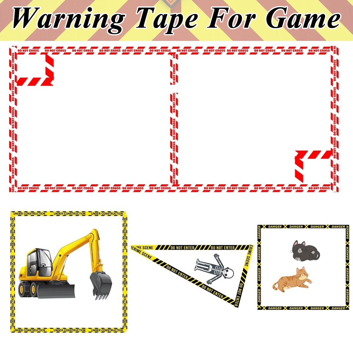 HASTHIP 16 Rolls Caution Line Washi Tape Set - 8 Unique Red & Yellow Warning Washi Tapes for DIY Crafts, Journals, Planners, Scrapbooks, and Wall Decoration