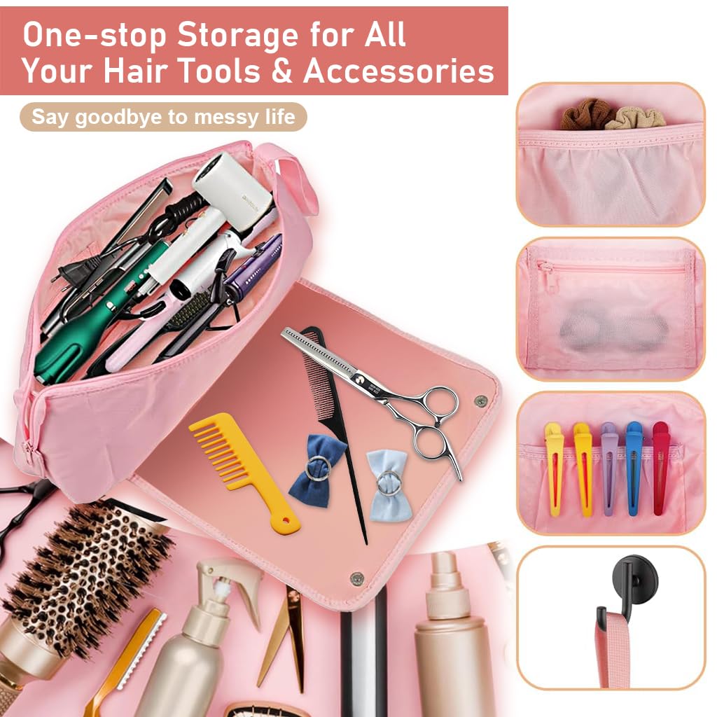 MAYCREATE Hair Tools Travel Bag and Heat Resistant Mat for Flat Iron, Straightener, Curling Iron, Hot Tools and Haircare Accessories, Hair Travel Bag