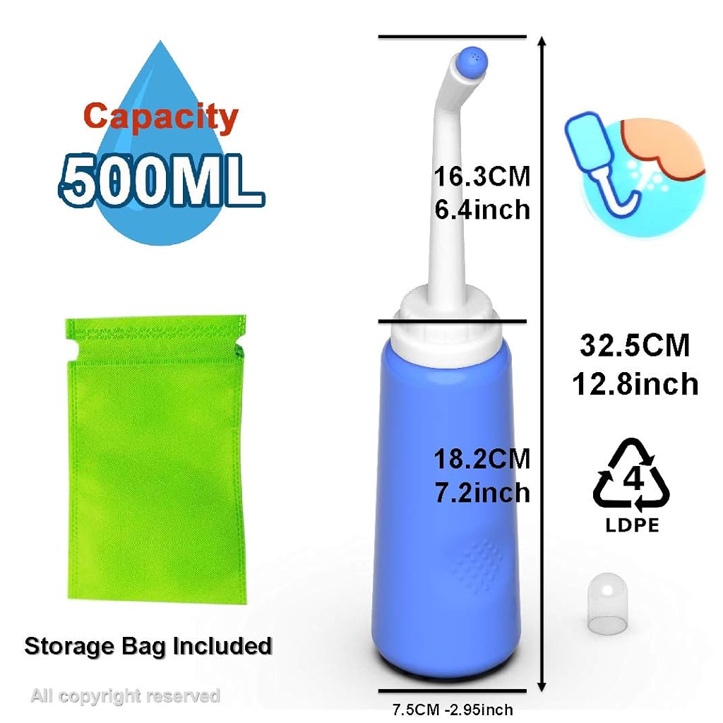 HANNEA® Portable Bidet Spray for Toilet 500ML Sprayer Douche Bottle for Postpartum Perineal Care Hemorrhoid Treatment Cleansing Mom After Birth Sanitary Fresh Water Clean 2PCS
