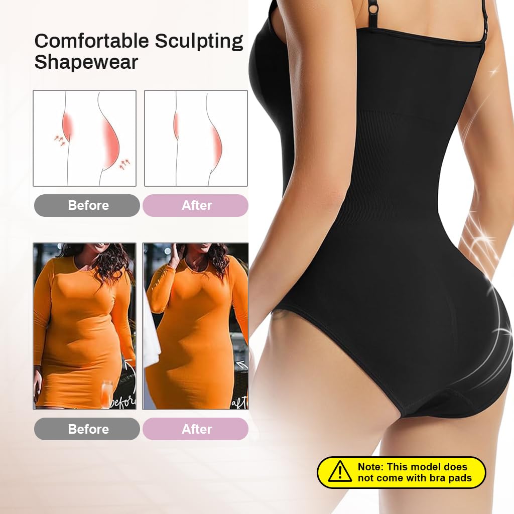 PALAY Waist Trainer Seamless Sleeveless for Women Butt Lifter Panties Tummy Control Shapewear Bodysuit adjustable Spaghetti Strap Body Suits Shaper, XL