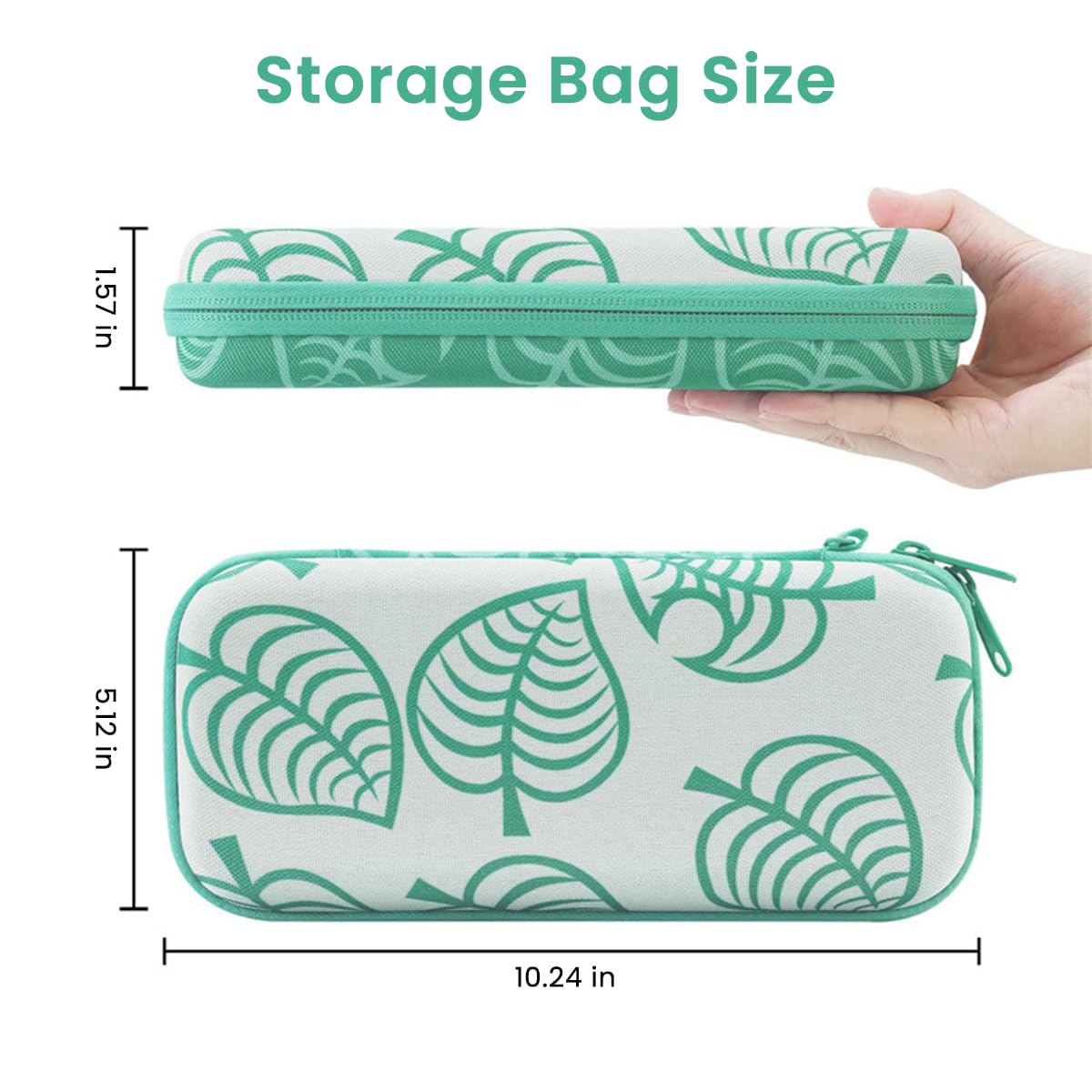 ZORBES Carrying Case for Nintendo Switch, Protective Hard Shell Travel Case Cover, Leaf Crossing Hardshell Switch Carry Cases with 10 Game Card Slots Thumb Grips Hand Strap for Switch Console and Accessories
