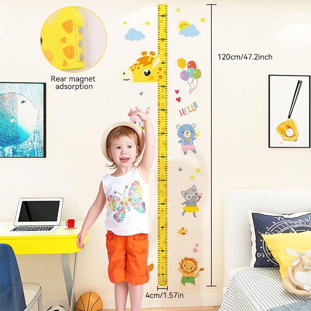 PATPAT Height Growth Chart for Kids Room 70-180cm Height Ruler with Magnetic Cartoon Giraffe Marker Height Growth Chart Kids Room Decor
