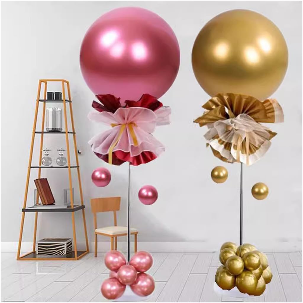 HASTHIP 6.5Ft Adjustable Metal Balloon Column Stand Kit, 2M Retractable Metal Tower, DIY Assemble for Birthday, Wedding, Baby Shower, Graduation, Party Decorations