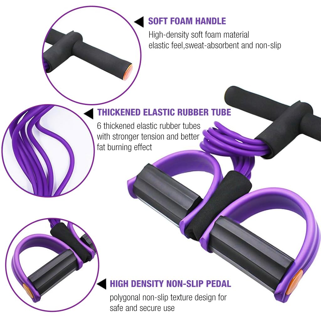 Proberos Multifunction Tension Rope, 6-Tube Elastic Yoga Pedal Puller Resistance Band, Natural Latex Tension Rope Fitness Equipment, for Abdomen/Waist/Arm/Leg Stretching Slimming