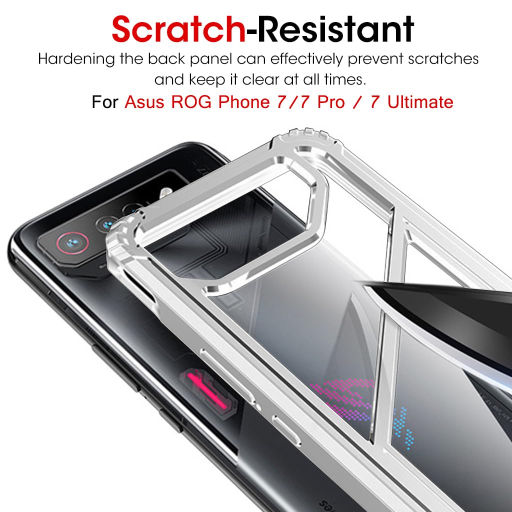 ZORBES Phone Case for Asus ROG Phone 7 TPU Phone Cover for Asus ROG Phone 7 Transparent PC Phone Case with Magnet Folding Phone Stand Shockproof 2 in 1 Phone Case for Asus ROG Phone 7