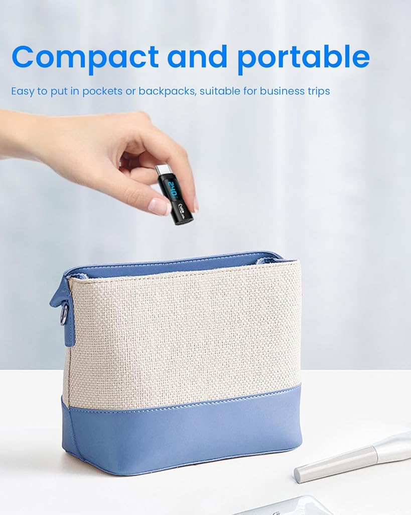 Verilux USB C Adapter USB C 3.0 LCD Display Type C to Type C Adapter Support 240W PD Fast Charging & Data Sync Fashion Aluminum Alloy Portable USB C Adapter
