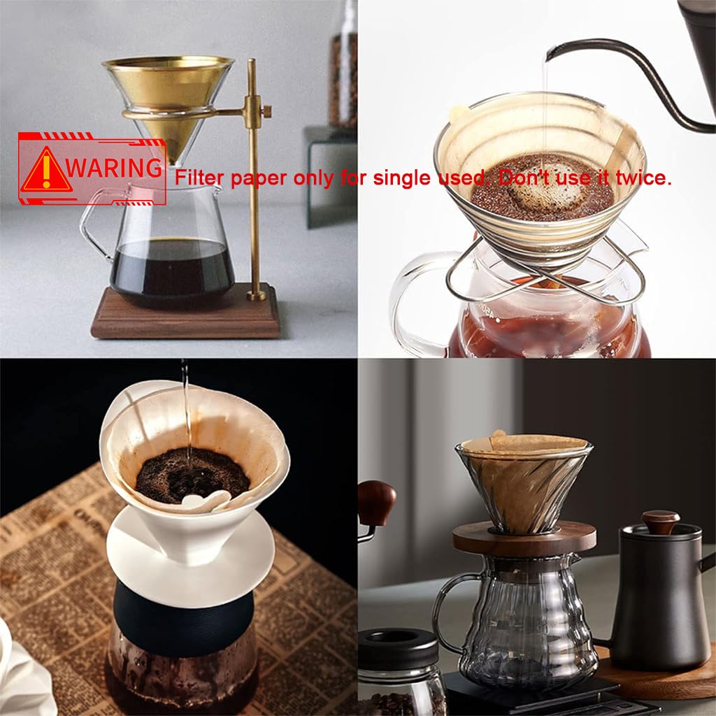 Supvox 100 Counts Coffee Filter Paper for Brewing Coffee Natural Unbleached Coffee Filter Paper Cone-Shape Disposable Coffee Filters Paper Fit for Drip Coffee, Box Packed