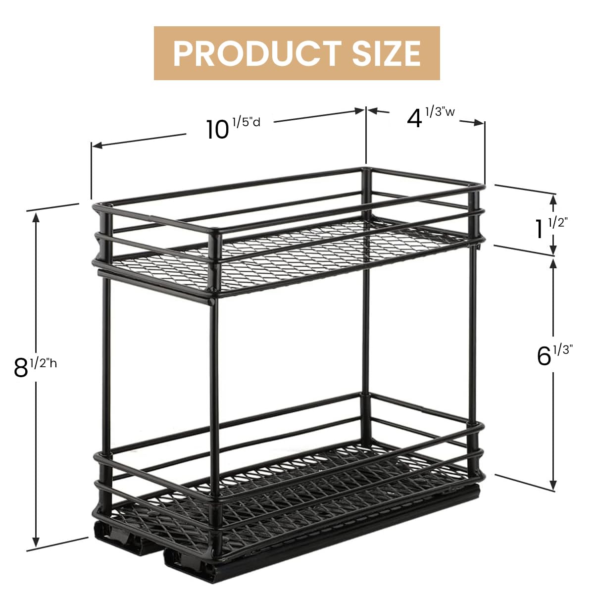 HASTHIP Kitchen Organizer Double Layer Seasoning Bottle Organizer Rack Pull Out Cabinet Organizer Rack Space Saving Seasoning Jar Organizer Holder for Countertop, Cabinet, Shelf, 26x15x21.8cm