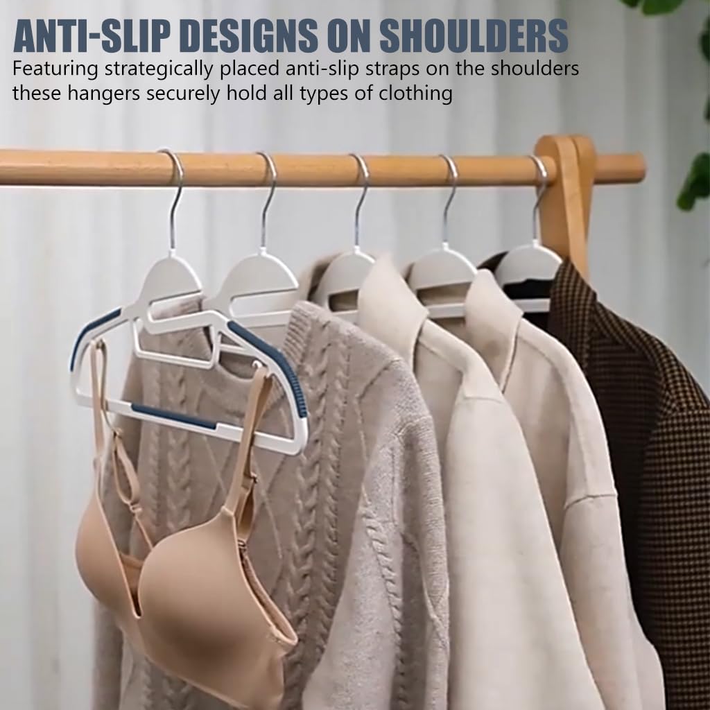 HASTHIP 10 Pack Plastic Hangers, Plastic Clothes Hangers Non Slip Hangers with Rubber Grip, Heavy Duty Plastic Hanger for Suits, Coats, Dress, Shirts, or Belts