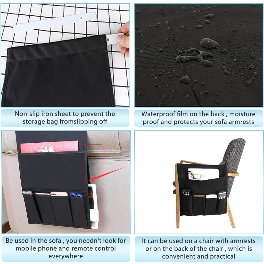 HASTHIP Armchair Caddy for Couch Remote Control Holder Recliner Armrest Organizer Non Slip Sofa Arm Chair Caddie Storage for Chair, Sofa, Bedside