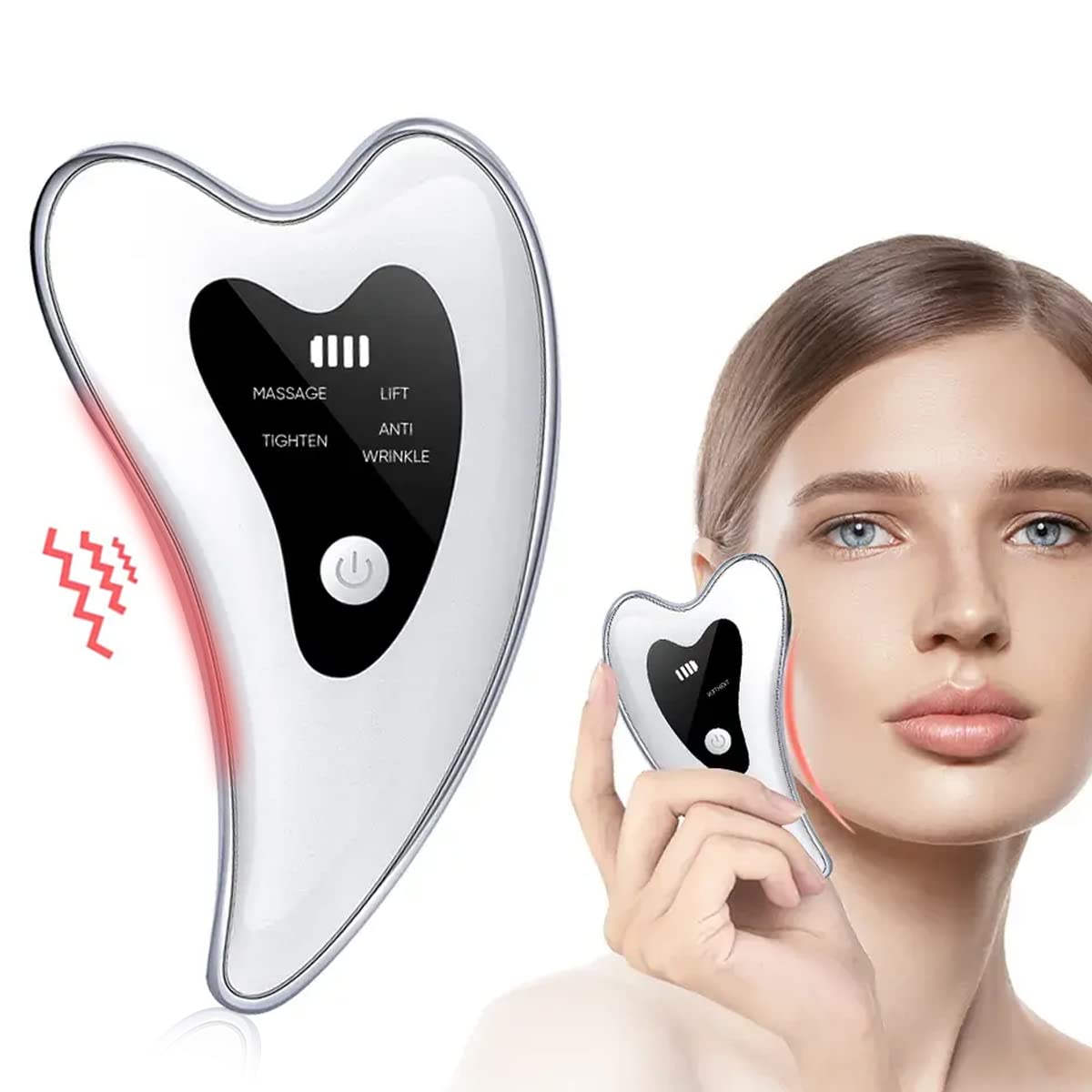 HANNEA Electric Gua Sha Face Massager Neck Massager Electric Gua Sha Tool with 4 Modes for Face Lifting Anti-Aging & Wrinkles, Dredge Lymph Tighten Facial Contour, Remove Double Chin