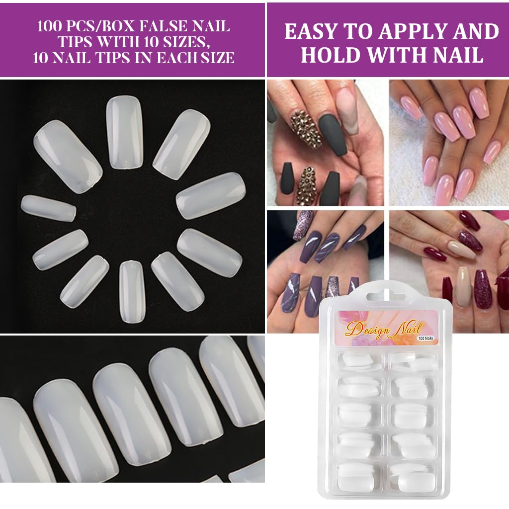 MAYCREATE Nail Art Supplies Tool Kit with 20Pcs Nail Art Fine Detail Brushes 10-Color Striping Tapes Pack of 100Pcs Fake Nail Extensions Metallic Foils Glitters Dotting Tools DIY Nail Art Supplies