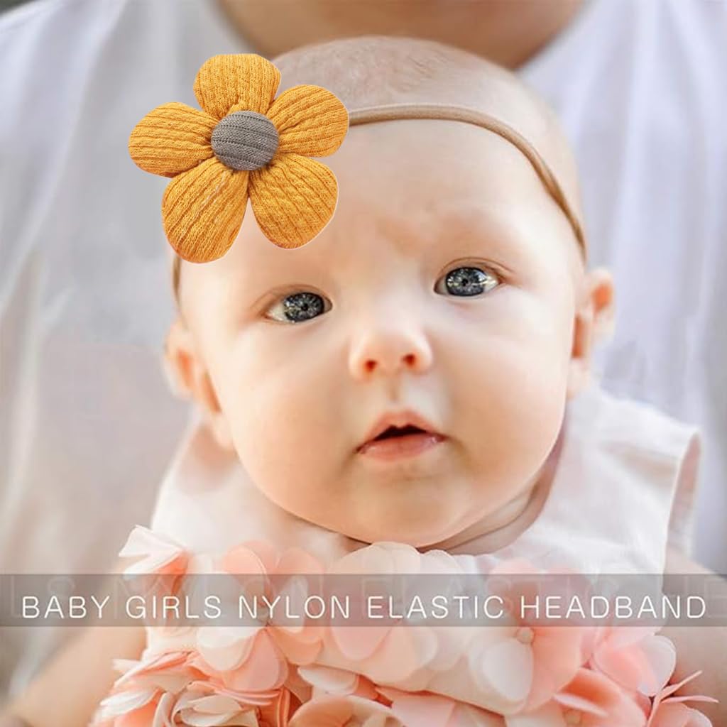 PALAY 10Pcs Flower Headband for Baby Girl Soft Elastic Hair Bands for Babies Handmade Cute Floral New Born Baby Hair Band for Baby Girls Toddler Infant Newborn Shower Gift