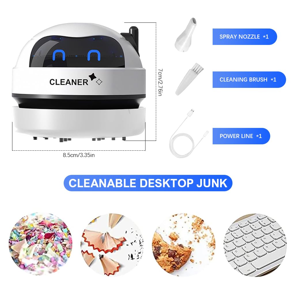 ZORBES Desk Vacuum Cleaner Machine USB Mini Desk Vacuum Cleaner with Nozzle Attachment & Cleaning Brush, Clean Up Dust and Crumbs, 500mAh Portable Cordless Desk Vacuum for Home Office Car Countertop