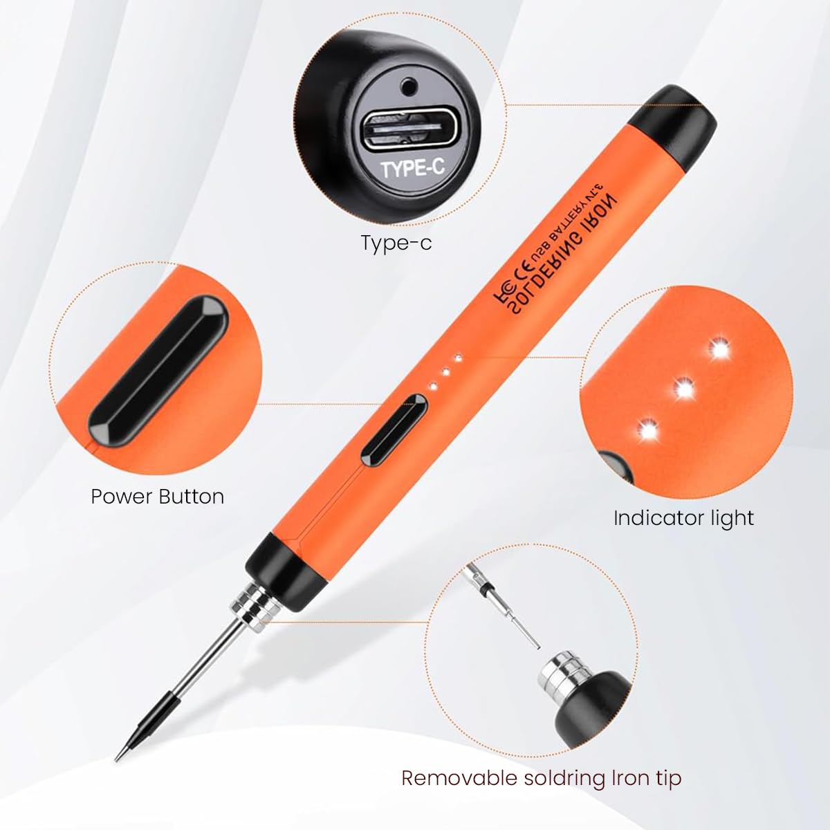 Serplex Cordless Soldering Iron Pen Kit 3 Adjustable Temperature Electric Soldering Iron Pen Set with Soldering Iron Stand, USB Cable & Storage Case Soldering Iron Pen for Electronics Repaired Usages