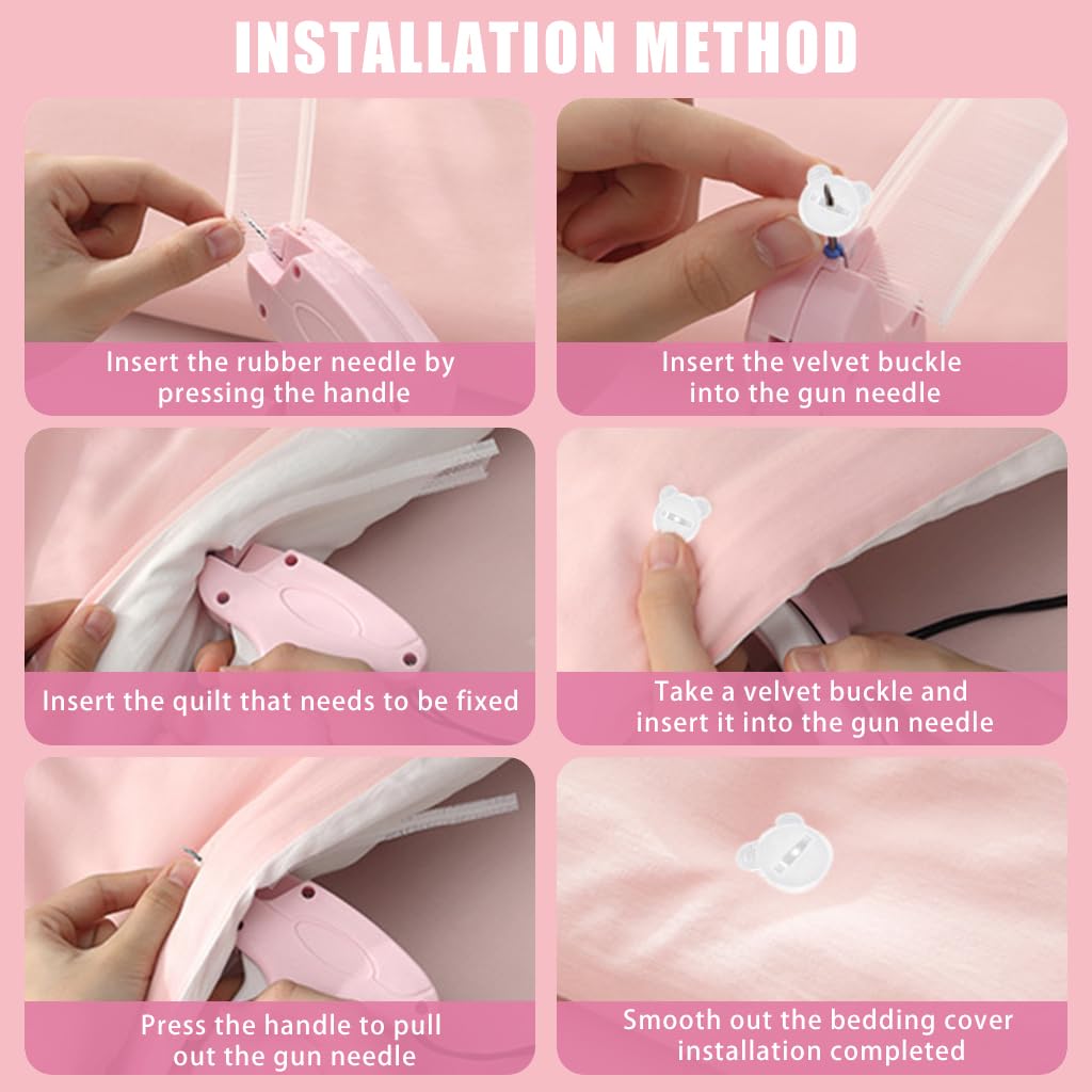 HASTHIP Quilt Basting Gun Quilting Pin Bed Sheet Grippers Machine Quilting Safety Tacks Gun with 220Pcs Long & Short Soft Pins Removable Quilting Safety Tacks