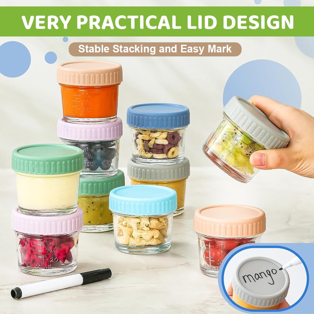 HASTHIP 6Pcs Salad Dressing Containers 120ml Glass Jam Jars Ketchup Cups Sauces Jars for Lunch Box Portable Glass Sauces Cups with Cap Multi-Purpose Glass Jar for Seasonings, Jam, Soy Sauces, More