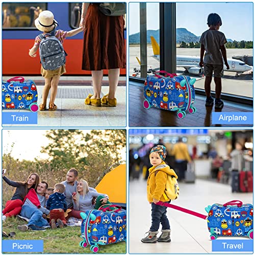 PALAY Travel Suitcase for Kids 2-5 Years Old Ride-on Suitacase for Toddler Cute Luggage Suitcase for Kids Carry on Luggage with Wheels for Kids Lightweight Kids Travel Suitcase for Family Travel