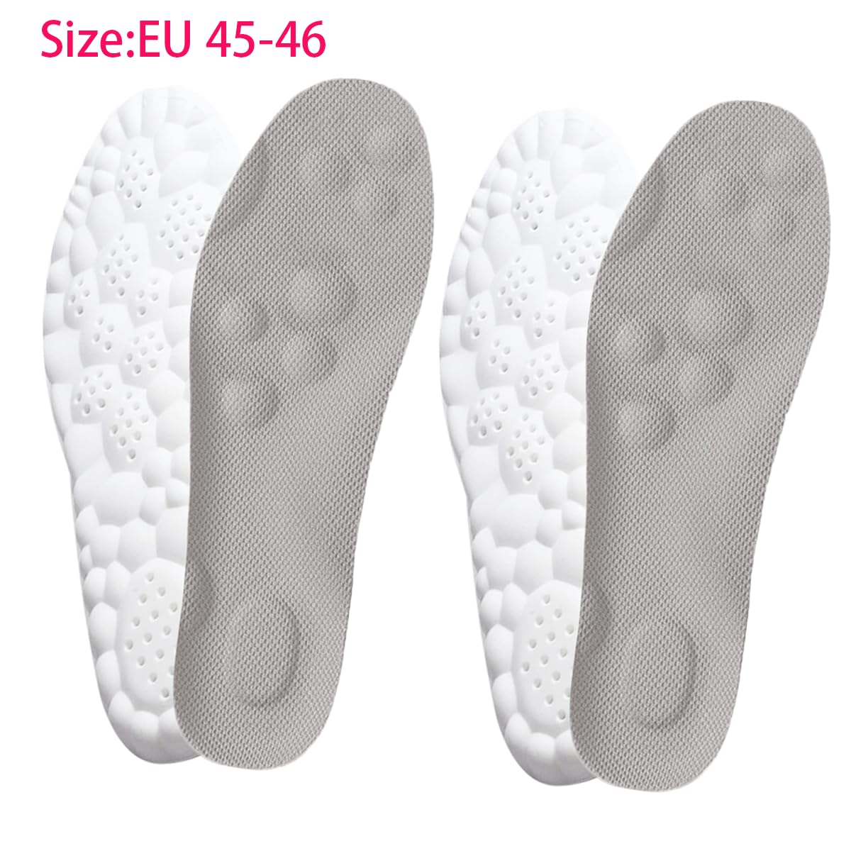 PALAY 2 Pairs Memory Foam Insoles with Arch Support for Women Men,Comfort Massage Insoles Replacement Shoe Inserts for Trainers Sneakers Sports Shoes Work Boots,Breathable,Shock Absorption (Men: UK 8-11, Grey)