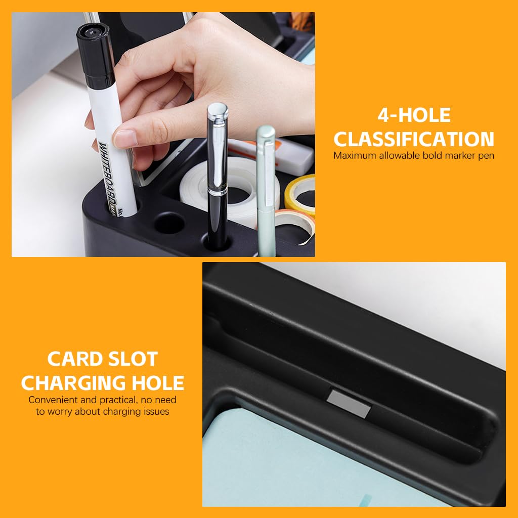 ZORBES Desk Organizer Shelf Space Saving Office Desk Organizer Pen Holder Multi Compartment Stationeries Tools Organzier Over Keyboard Organzier Stand, 47.5x14x7cm