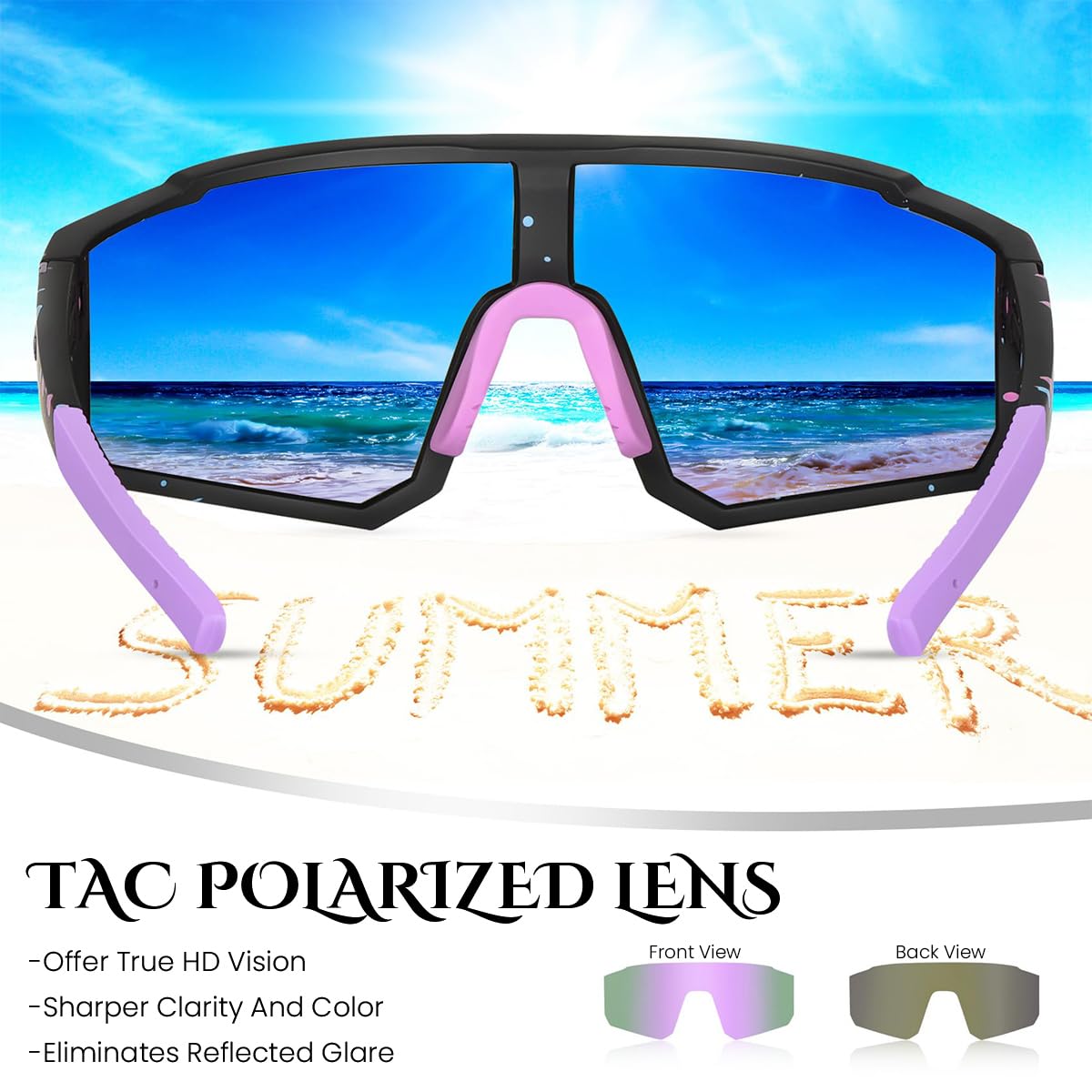 Proberos Fashion Polarized Sports Sunglasses UV400 Protection Sports Sunglasses Riding Polarized Sunglasses with Case Unisex Sports Sunglasses for Biking, Marathon, Motorcycling