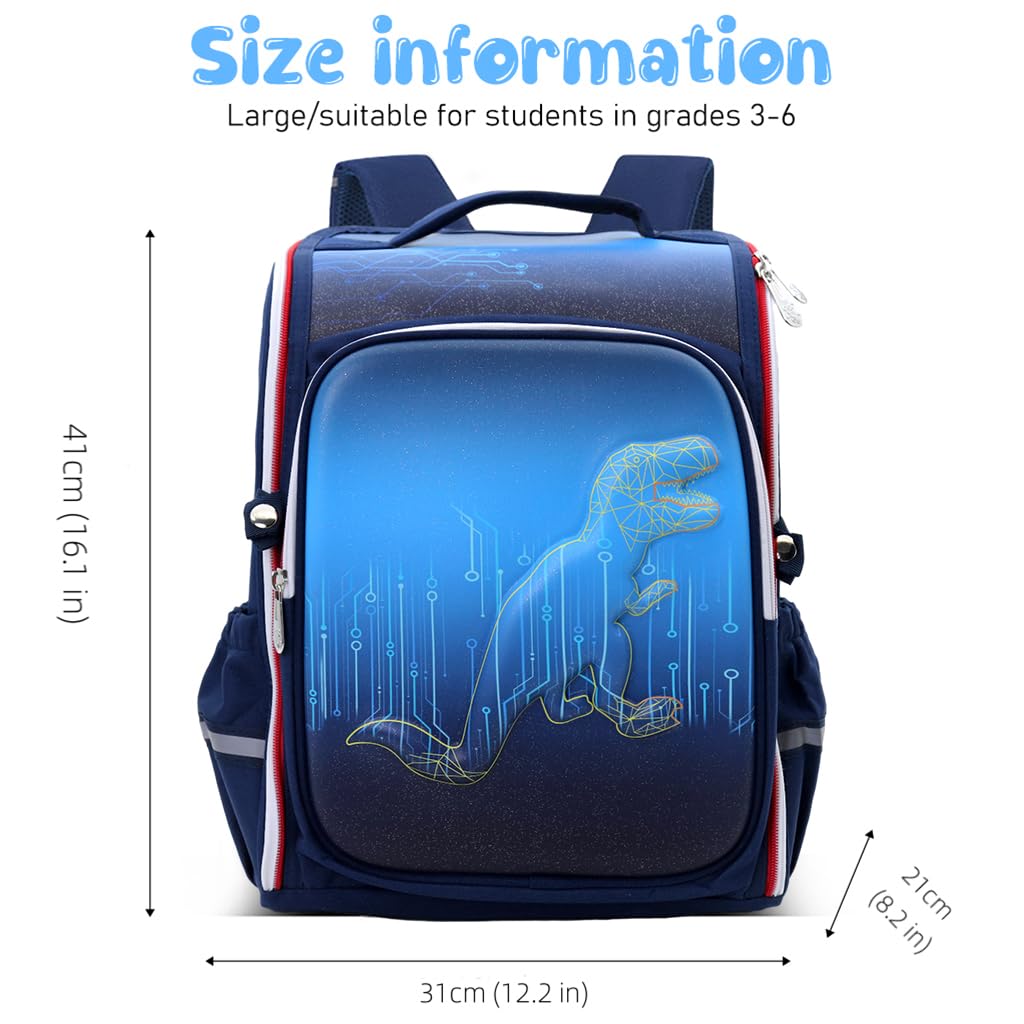 PALAY School Backpack for Boy Backpack on Wheel SchoolBoy 6-8 Years Old Waterproof Cartoon Print Boys Backpack with Detachable Wheel Stand Lightweight Travel Backpack for Kids