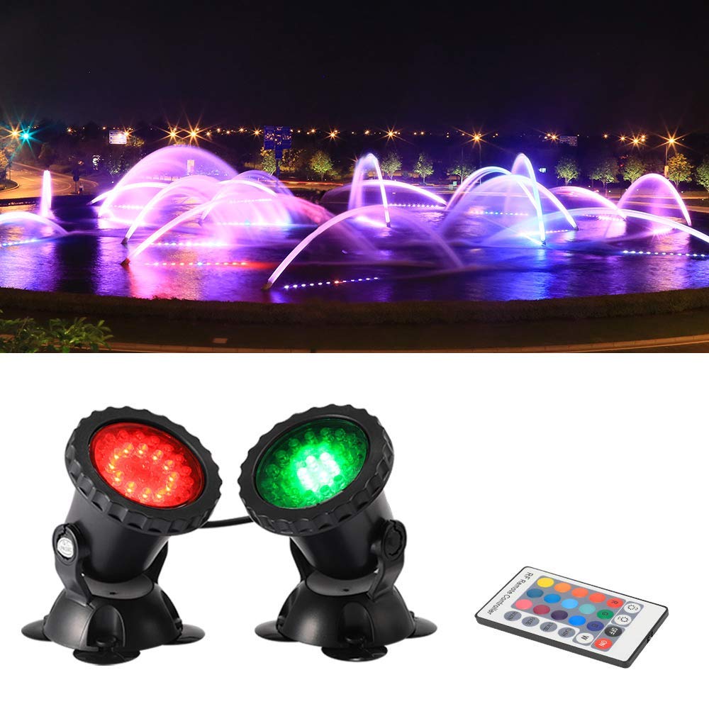 HASTHIP 180°Rotation Underwater RGB Aquarium Lights with Remoter, Fish Light Underwater IP68 Waterproof 36 LEDs with Remote Control for Garden Pond Fish Tank Swimming Pool