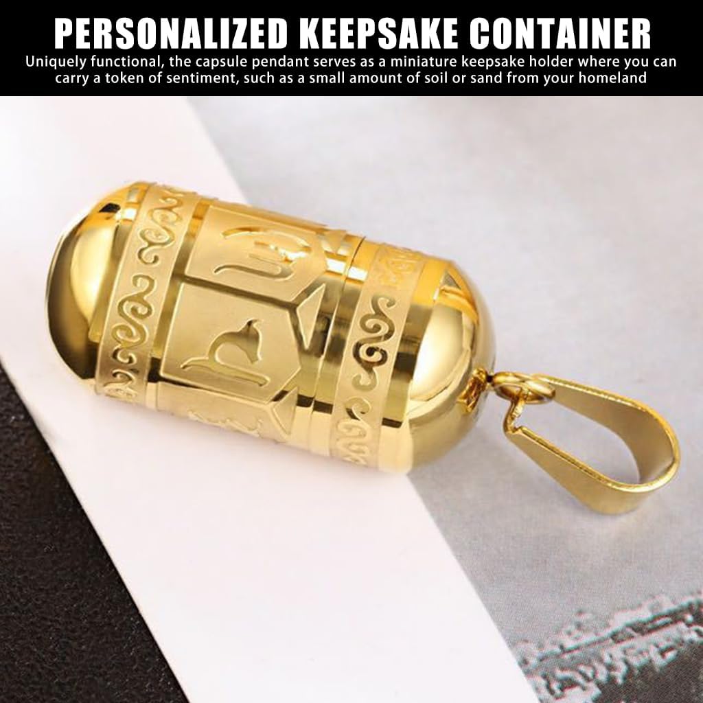 SANNIDHI Pill Case Capsule Necklace for Men Gold Titanium Steel Ash Pendant Necklace for Women Engraved Openable Empty Medicine Necklace Gift