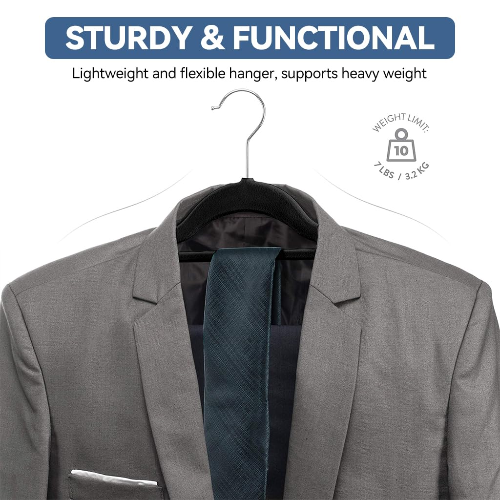 HASTHIP 50Pcs Non-Slip Hangers, Space-Saving Heavy-Duty Suit Hangers for Suit, Shirt, Scarves, Dresses & Trousers, 360° Swivel Hook