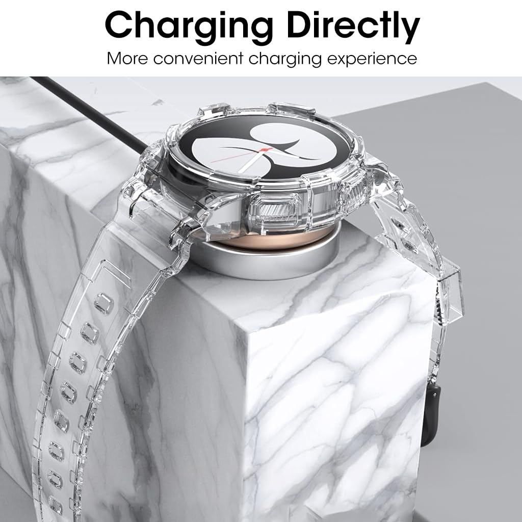 ZORBES Watch Band TPU Smart Watch Strap for Samsung Galaxy Watch 4 Adjustable Size Wristband Fashion Clear 44mm Watch Bands for Samsung Galaxy Watch 4