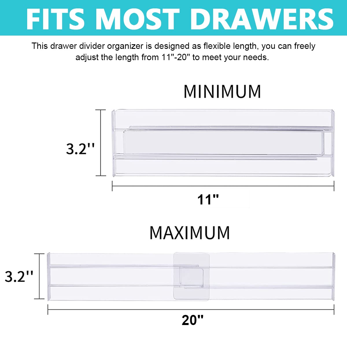 HASTHIP Drawer Dividers Organizers 4 Pack, Adjustable 3.2
