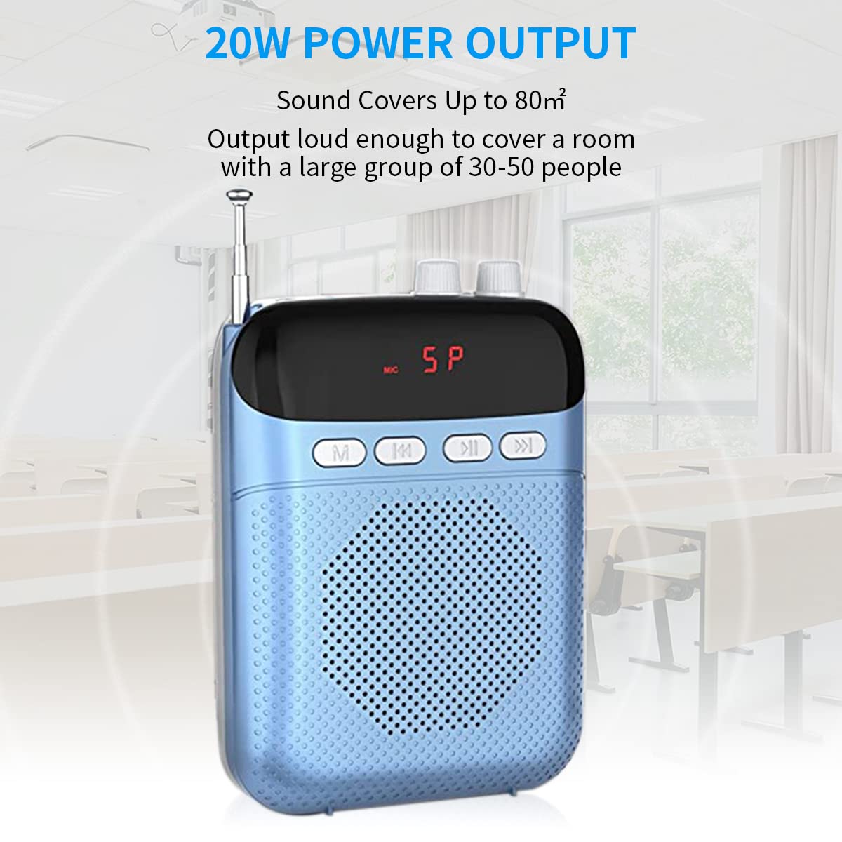 ZORBES USB Speaker Voice Amplifier for Teachers, 20W Voice Amplifier Microphone Headset Set with Belt, 2000mAh Long Work Duration, Support TF Card/AUX/FM for Tour Guide