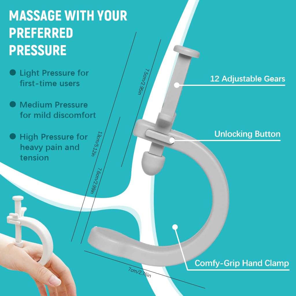 HANNEA Acupressure Press Clip Adjustable Acupressure Press Clip Acupressure Stimulator for Hands, Wrist, Foot Portable Travel Acupressure Press Clip for Pain Relief, Stress and Anxiety Reduction