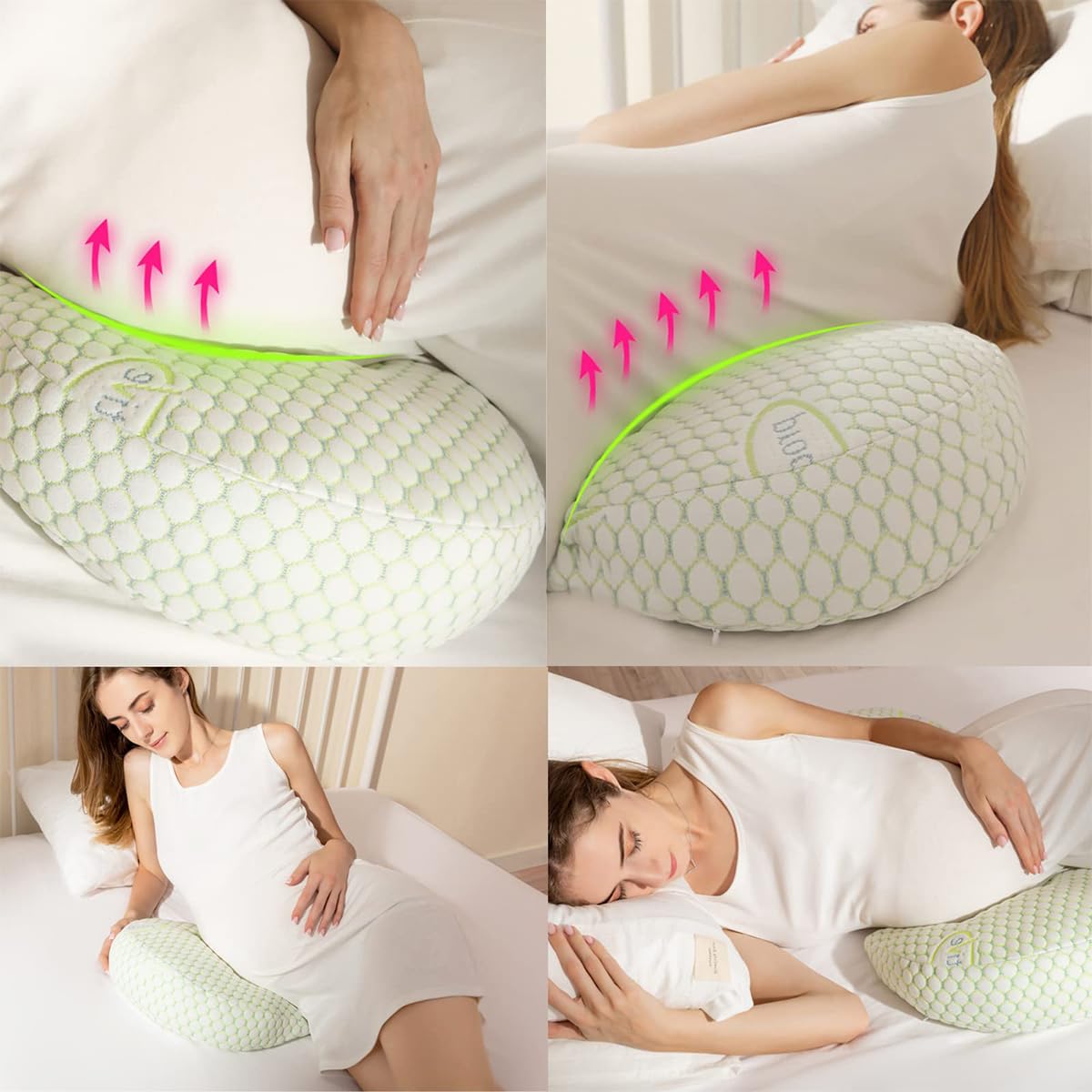 SNOWIE SOFT Pregnancy Pillow Maternity Pillows for Pregnancy Sleeping, Soft Breathable Pregnancy Body Pillow for Back, Hips, Legs, Detachable Adjustable Pregnancy Wedge Pillows, Pregnancy Gifts