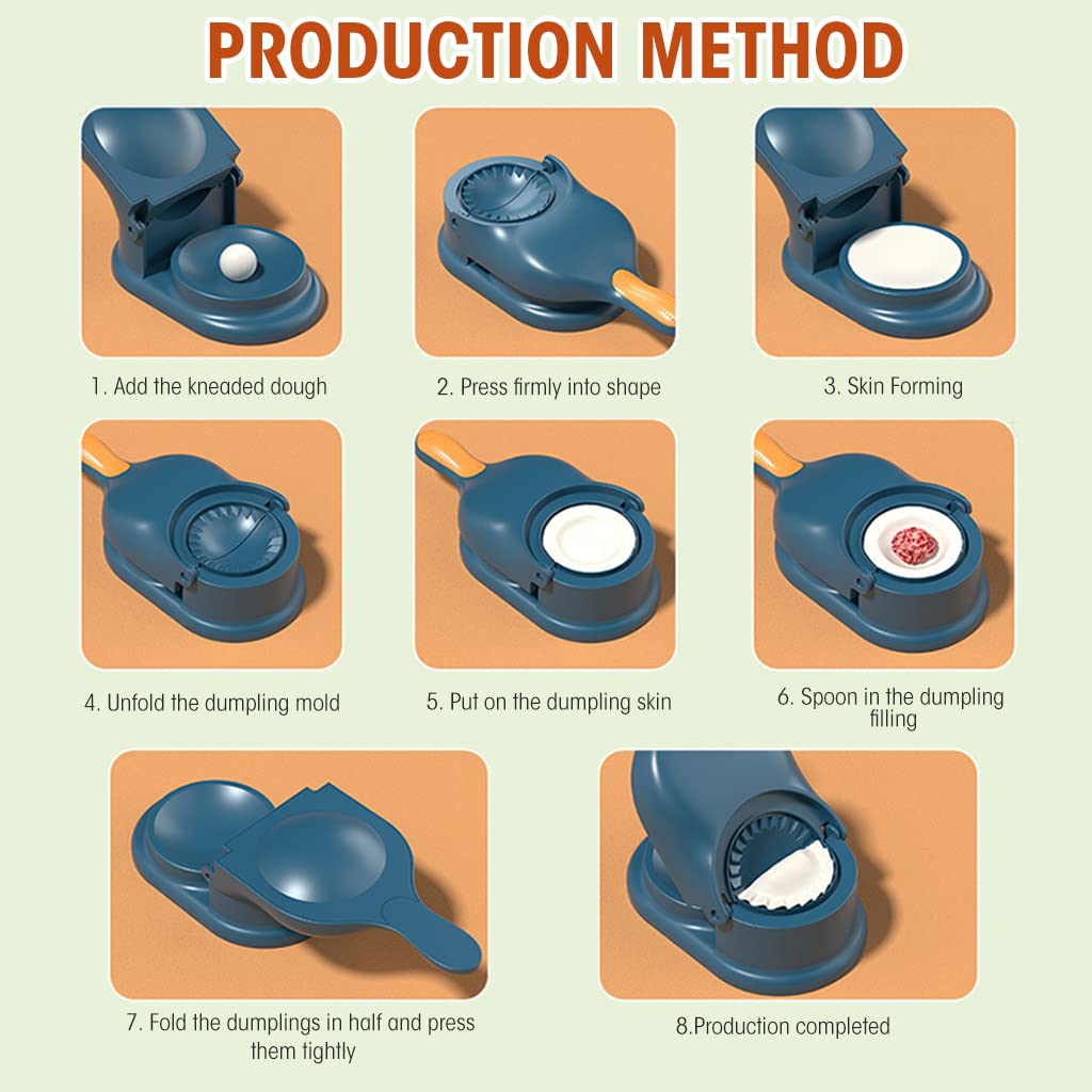 HASTHIP Dumpling Maker Machine, 2 in 1 Dumpling Mould, Dumpling Skin Press Mould DIY Kitchen Tool, Manual Dumpling Press Maker