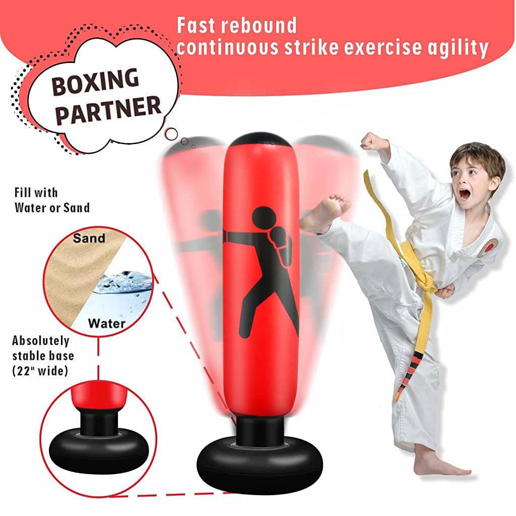 Proberos Inflatable Punching Bag for Kids Adults, Punching Bag Karate Inflated Toy Gifts for Boys and Girls, Boxing Bag for Immediate Bounce-Back for Taekwondo, and to Relieve Pent Up Energy