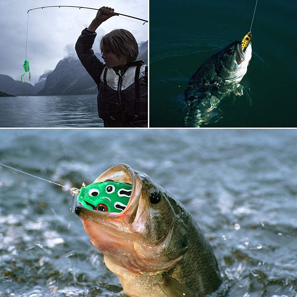 ELEPHANTBOAT isa fish top water frog lure kit set (Plastic,Multi color) - pack of 5 pieces