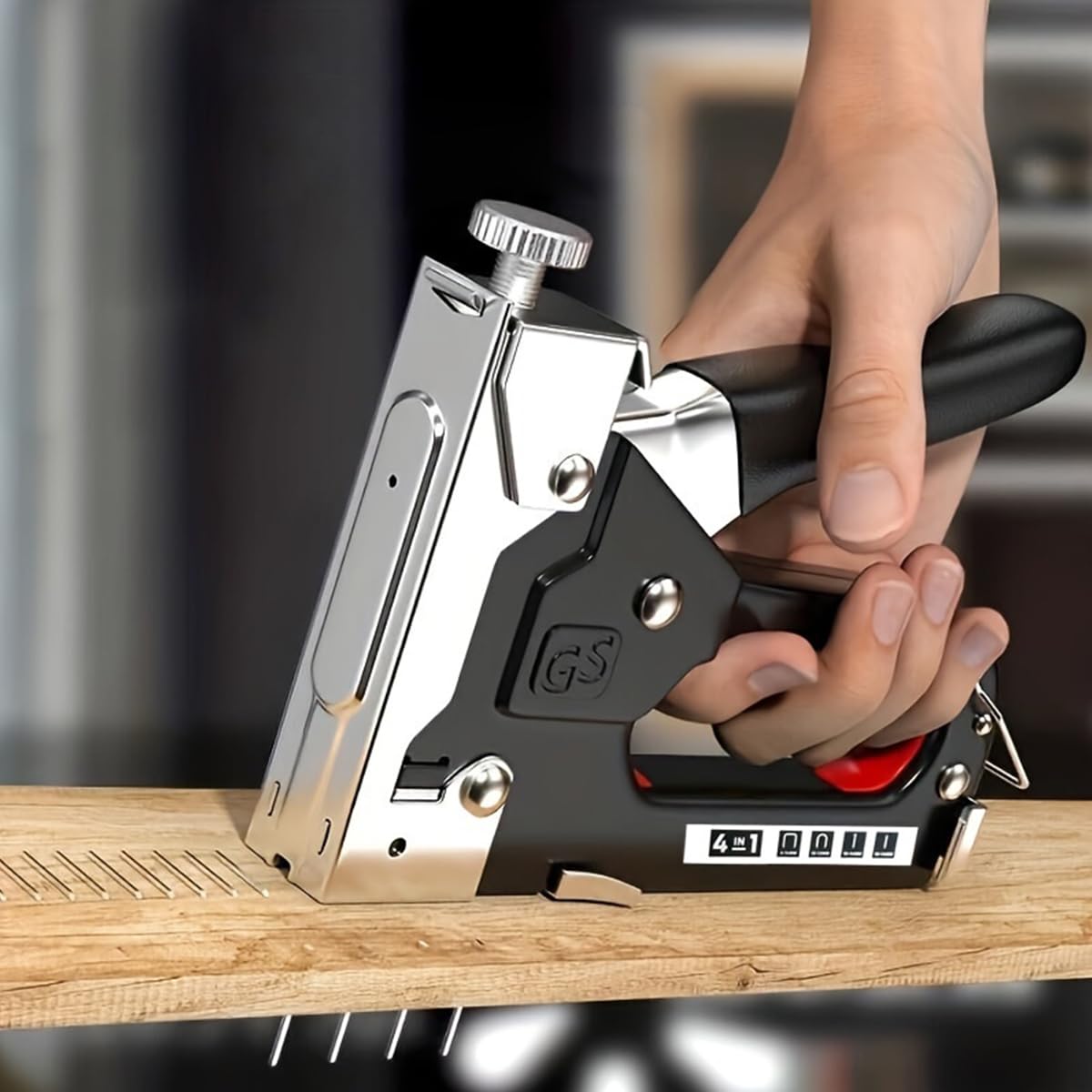 Serplex Staple Gun Tool Kit 4 in 1 Multi Staple Gun & 4000Pcs Staple with 4 Types, with Staple Remover, Heavy Duty Staple Gun Ideal for Softwood, Upholstery, Furniture, DIY Crafting