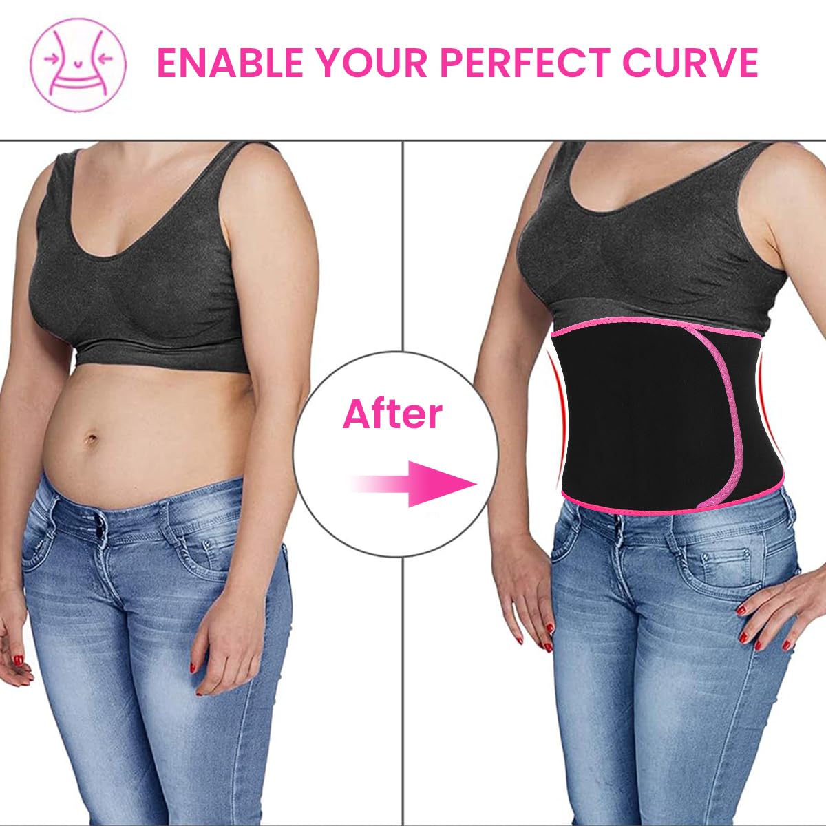 Proberos Waist Trimmer/Tummy Control Belt, Fitness Compression Waist Band Neoprene Waist Trimmer Unisex Adjustable, Waist Trainer Back and Lumbar Support Wrap with Sauna Suit Effect