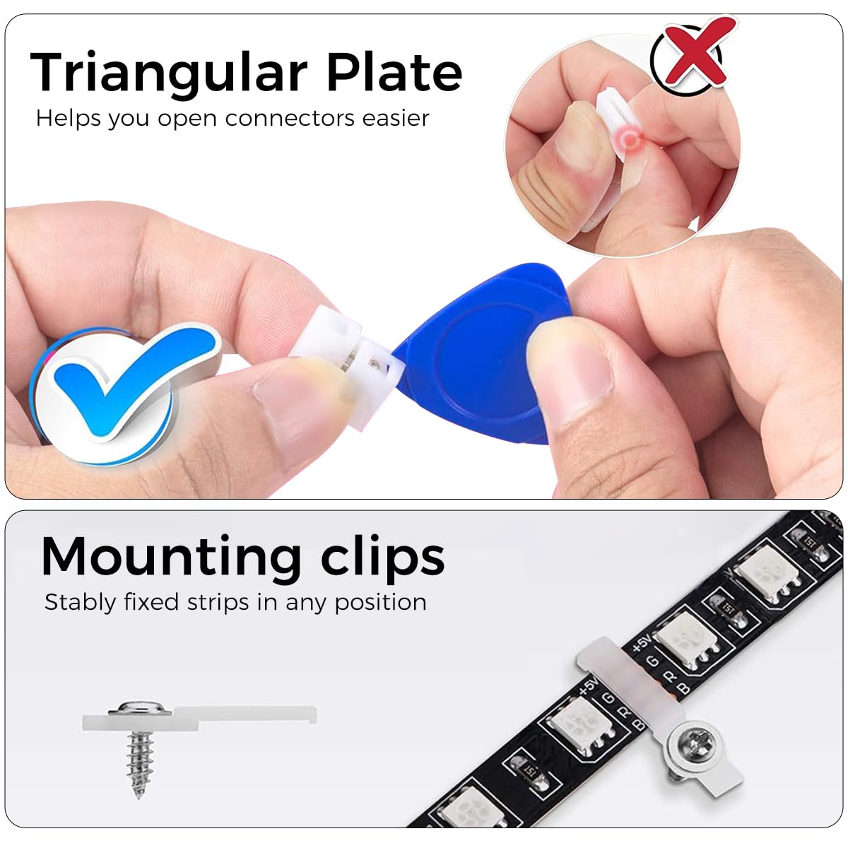 HASTHIP LED Strip Light Connectors Kit RGB LED Strip Connector Kit LED Modification Connector Kit for 10mm 4 Pin 5050 RGB LED Lights, Solderless Adapter 2 Way Splitter Strip Jumper