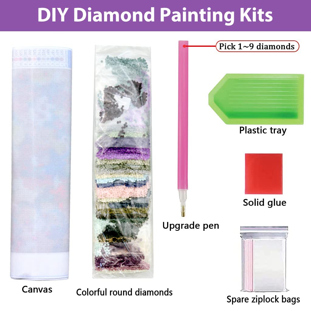 HASTHIP Diamond Painting Kit, 5D Diamond Painting Kit for Adults & Kids, 12x16inch DIY 5D Round Full Drill Butterfly Diamond Art, Very Suitable for Home Leisure and Wall Decoration