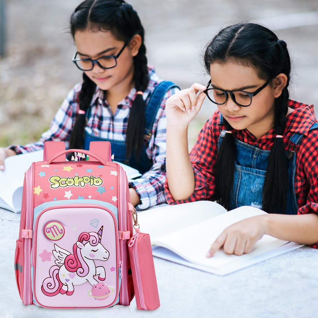 PALAY School Backpack for Girls, Unicorn Cartoon School Backpack Girls Backpack for School, Travel, Camping, Burden-relief School Backpack for Kids 6-12 Years Old