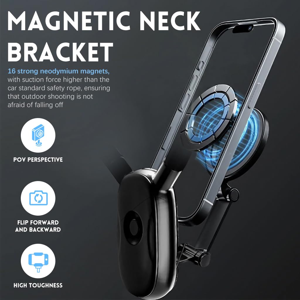 HASTHIP Neck Phone Holder Cell Phone Mount, Hand Free POV/Vlog Flexible Phone Neck Holder Around Chest Stand Video Recording Fit for 15 14 13 12 Pro Max Plu