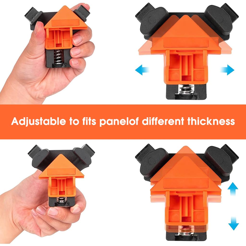 Serplex 90 Degree Corner Clamp, 4PCS Adjustable Single Handle Spring Loaded Right Angle Clamp, Woodworking Corner Clip Quick Spring Loaded Woodworking Clamp for Woodcraft, DIY Craft