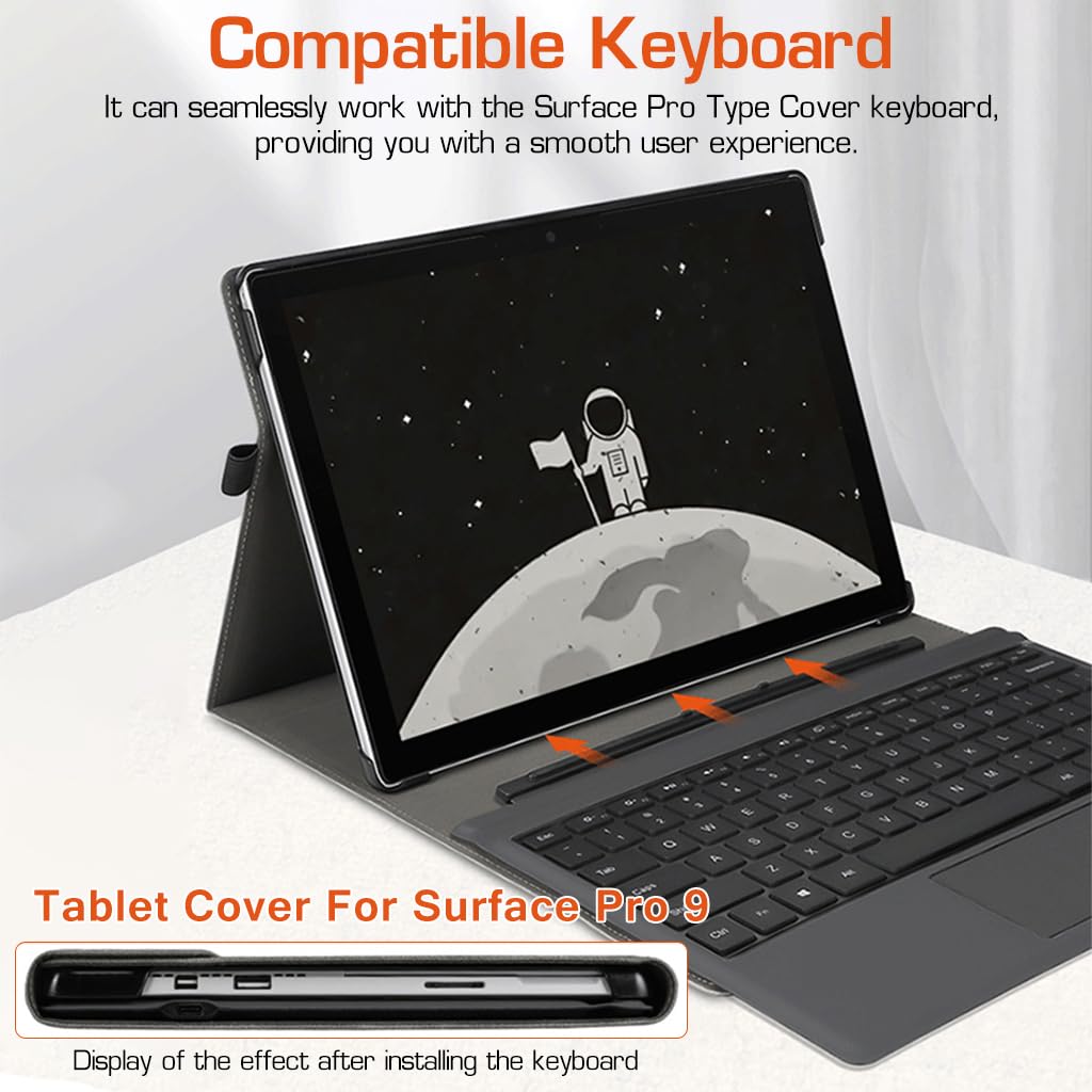ZORBES Tablet Cover for Surface Pro 9 Protective Surface Pro 9 PU Leather Case 2 in 1 Surface Pro 9 Table Case with Anti-Slip Lining & Stylus Pen Desing Fashion Embossing Cover for Surface Pro 9