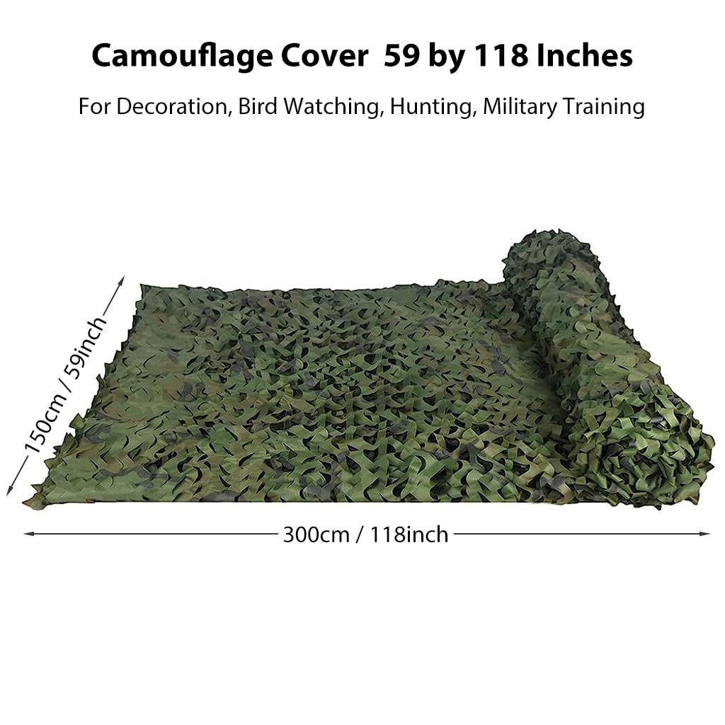 Optifit 1.5*3m Camo Netting for Sunshade Scenarioal Decoration, Bird Watching, Hunting, Military Training, Lightweight Durable Camouflage Net Military Nets, Woodland Camo Netting for Camping Shooting