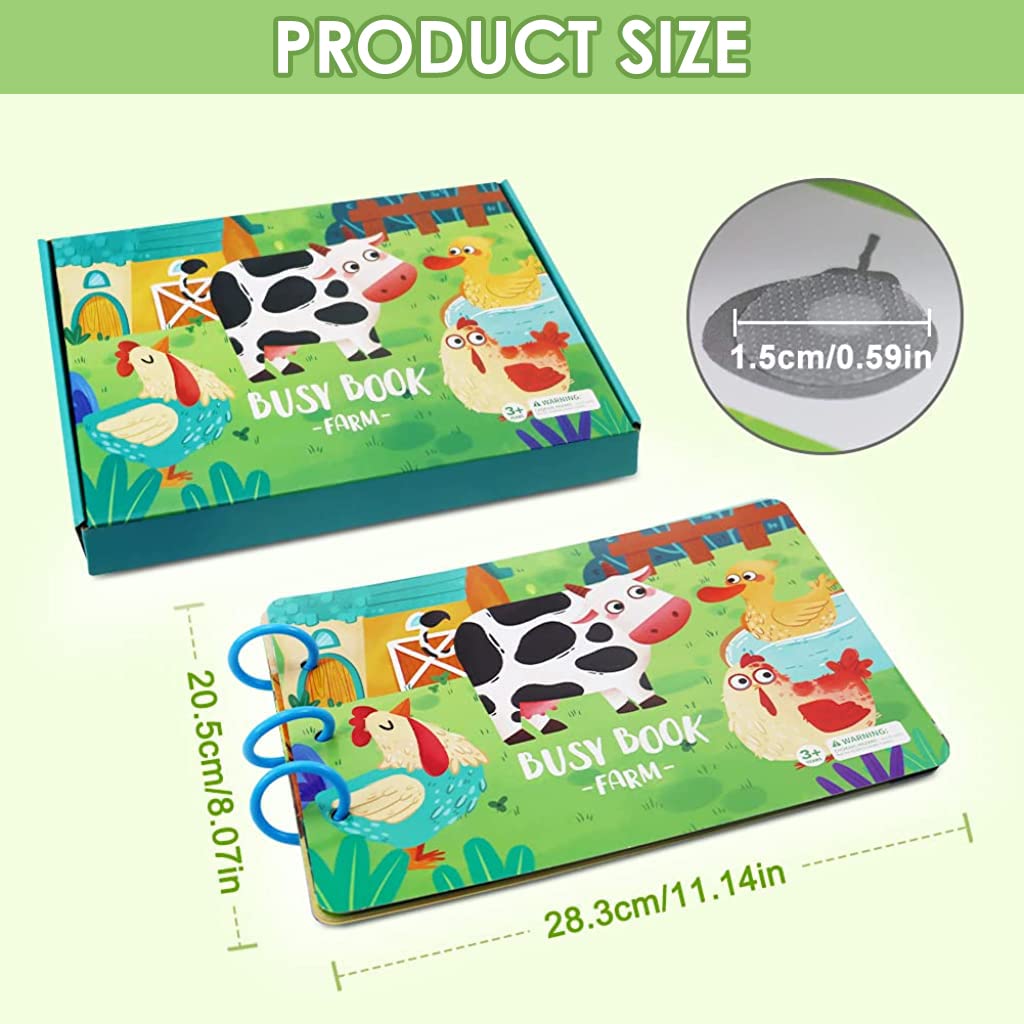 PATPAT Montessori Busy Books for Kids, Autism Sensory Educational Toys, 10 Themes Farm Busy Book for Toddlers 1-3 Boys & Girls, Preschool Activity Learning Toys for Kids to Develop Learning Skill